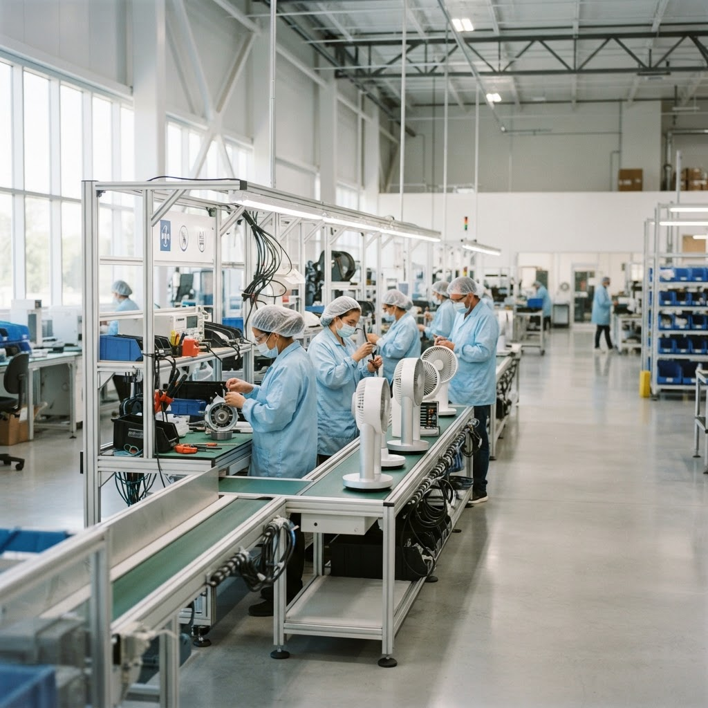 Modern portable fan manufacturing facility