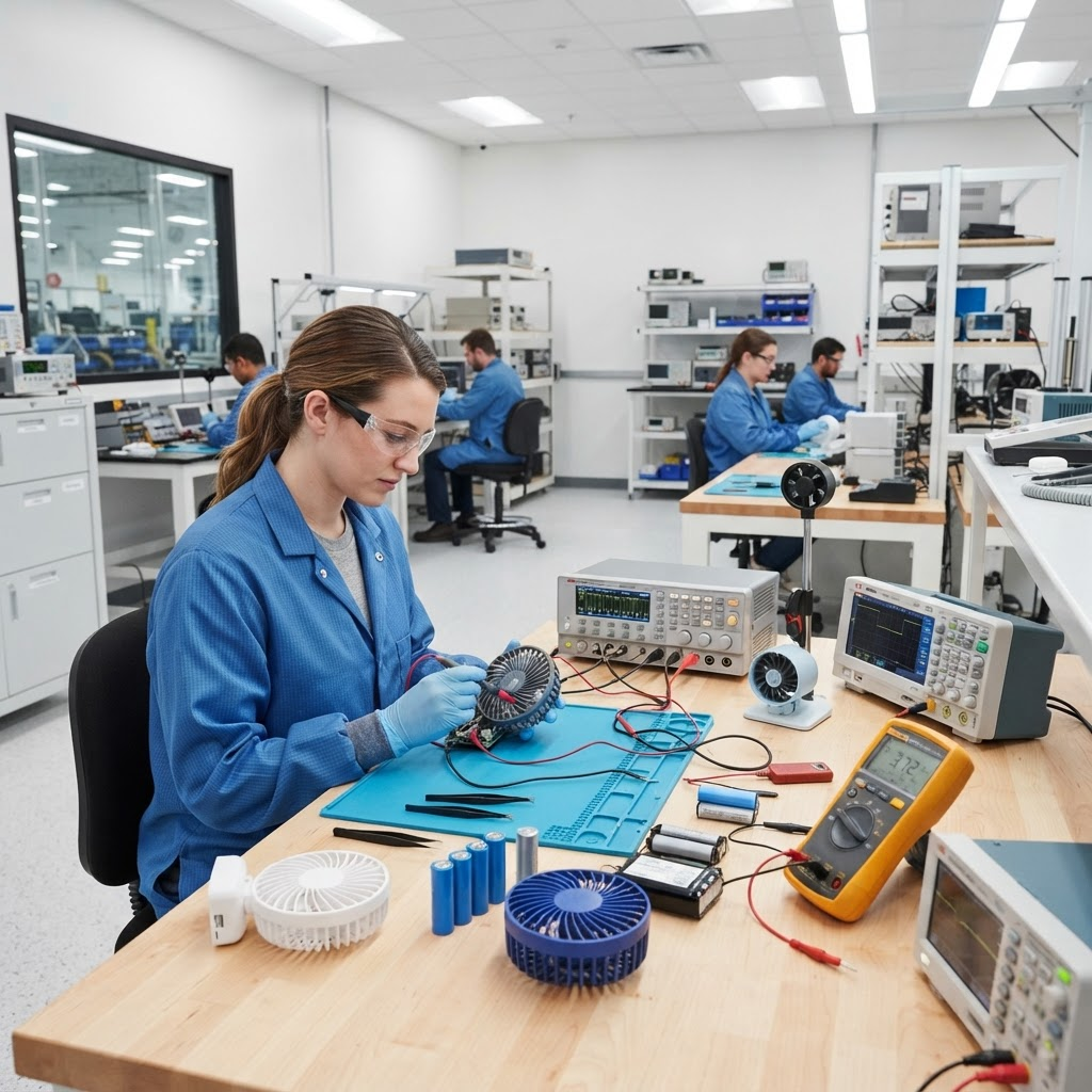 Quality control lab testing portable fans